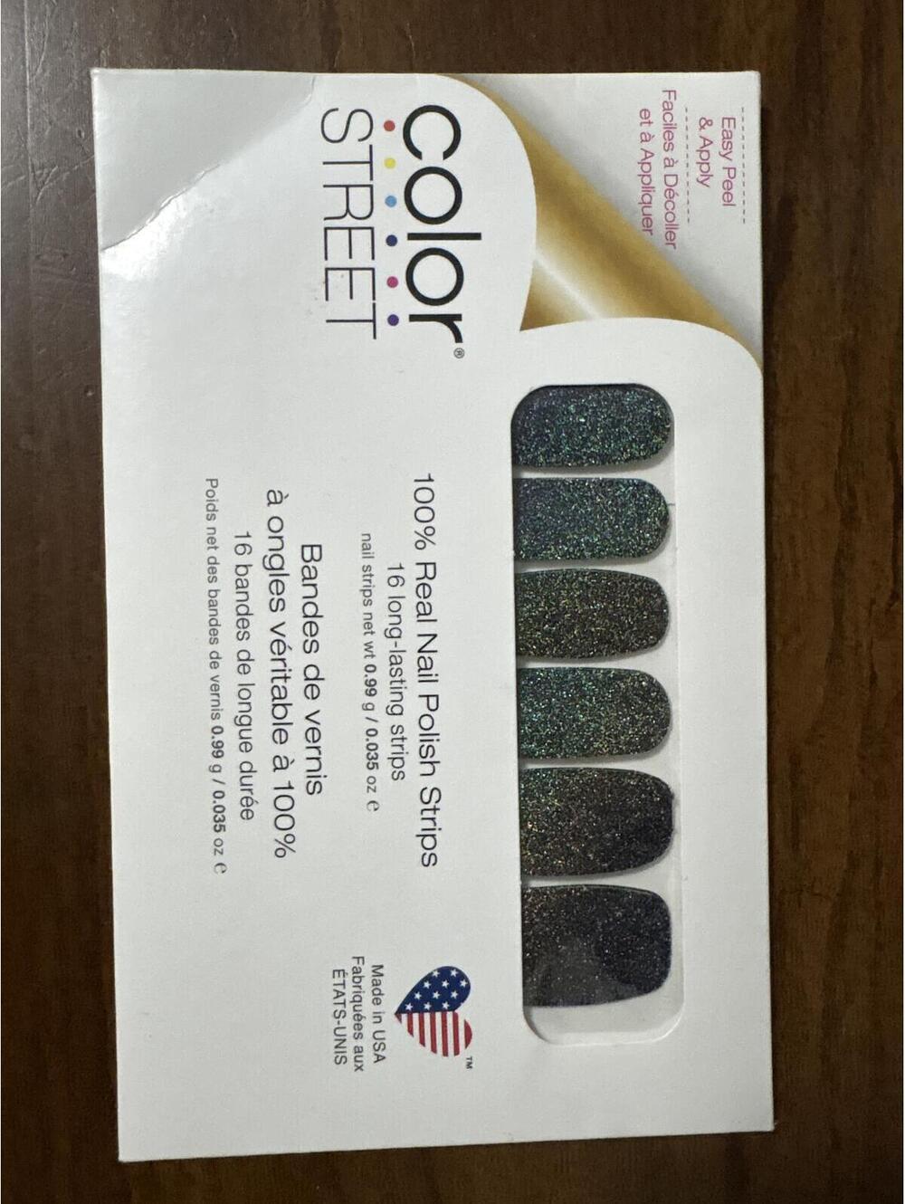 Color Street 16 Real Nail Polish Strips in Balck Sparkles